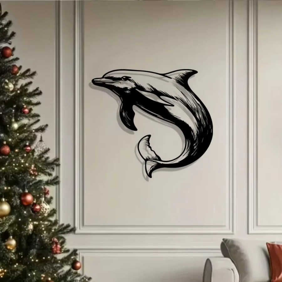 CIFBUY Metall Delfin Wandkunst Springende Delfin Skulptur als wetterfeste Ozean-Außendekoration für Garten Terrasse und Pool - Bild 2