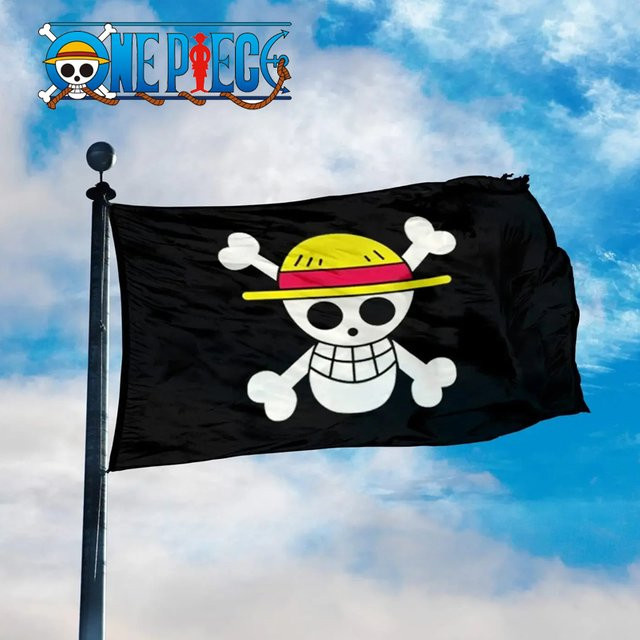 Bandai One Piece Piraten-Totenkopf-Flagge Wanddekoration Schwarz B: 90 cm, H: 150 cm - Bild 1