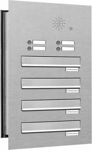 AL Briefkasten für 4 Parteien, silberfarben, B/H/T: 38,5 x 69 x 48 cm - Bild 1