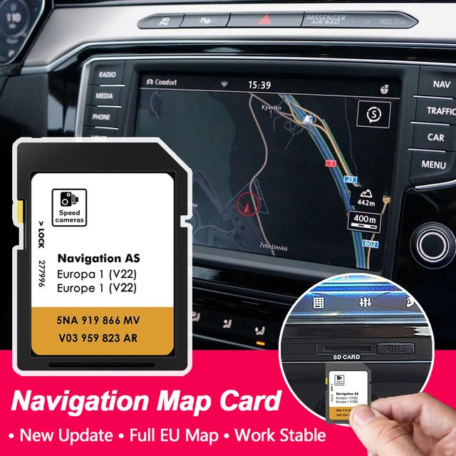 AOLAISTAR GPS-Karte für VW Discover Media Navigation AS V22, Europa Version 2025, SD-Karte 32GB, Schwarz - Bild 1