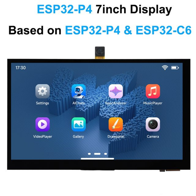 Waveshare ESP32-P4 WIFI6 7-Zoll IPS Touchscreen-Display Entwicklungsboard mit ESP32-C6 und OV5647 Kamera in Schwarz - Bild 1
