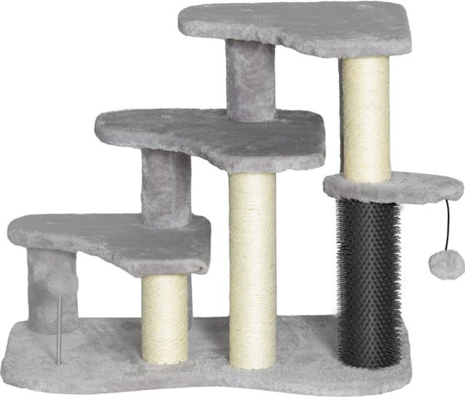 PawHut Katzenbaum Kratzturm mit 3 Ebenen Plüschplattformen und Sisal Kratzsäulen in Grau, Höhe: 50 cm - Bild 1