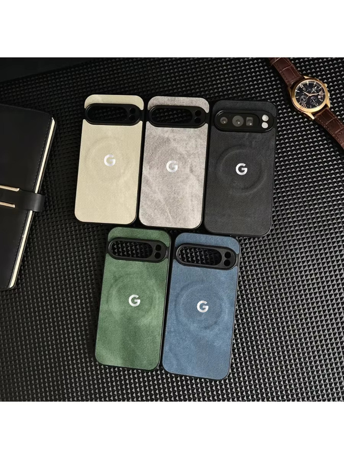 Magnetische Lederhülle im Cowboy-Denim-Design für Google Pixel 10 Pro XL 9 8 7 6A mit MagSafe Wireless Charging Unterstützung in Blau - Bild 3