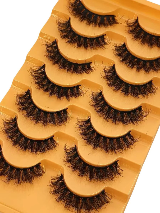 AMSDCN Künstliche Wimpern, 7 Paar, Black, 8D-Volumen - Bild 7