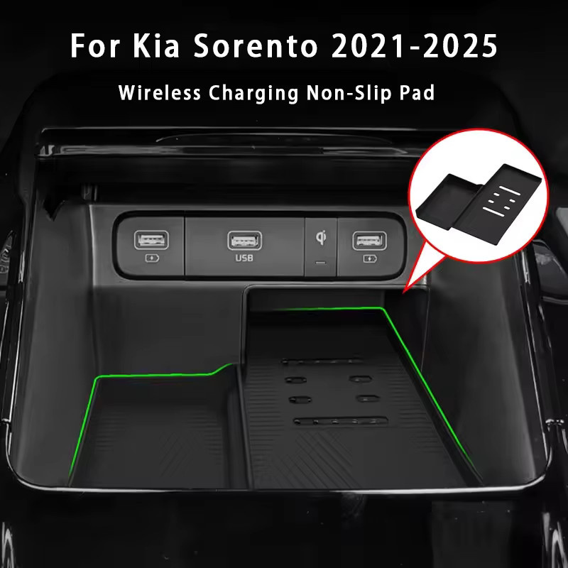 Suetlcoity Anti-Slip Silikon Matte für Kia Sorento 2021-2025 als kabelloses Ladepad in Schwarz - Bild 3
