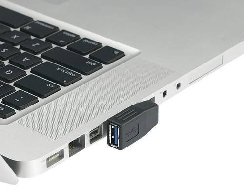 Renkforce USB 3.0 Adapter A-Stecker zu A-Buchse, 90 Grad seitlich nach links gewinkelt, Schwarz - Bild 1