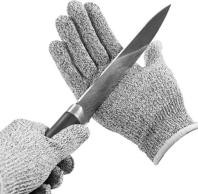 QHSPE Schnittschutz-Strickhandschuhe Stufe 5 aus HPPE in Grau für Gartenarbeit und Glasbearbeitung - Bild 1