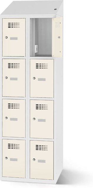 rotstahl Fächerschrank mit Ladefunktion und 8 Fächern in Weiß, B: 80 cm, H: 200 cm - Bild 1
