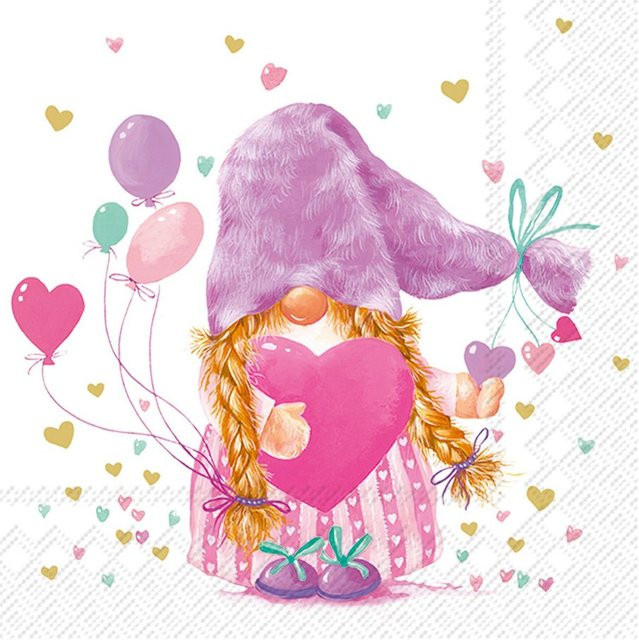 Serviette Wichteline Alice aus Papier in Weiß und Pink, Breite: 33,0 cm - Bild 1