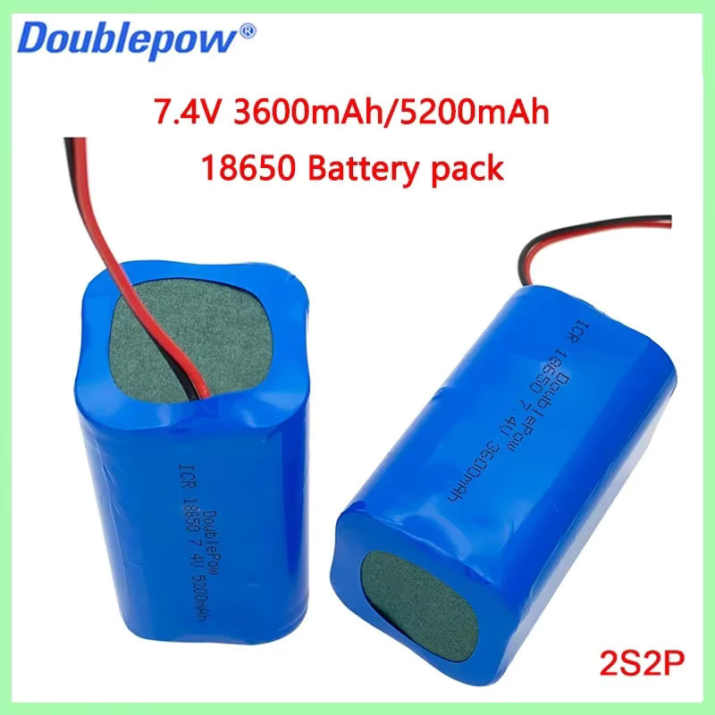 DOUBLEPOW Wiederaufladbare 18650 2S2P Akku-Batterie 7,4 V mit Schutzplatine für Bluetooth-Lautsprecher und Solarlicht, 3600 mAh, Blau - Bild 2