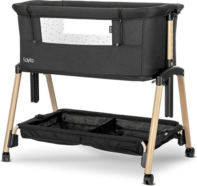 Lorelli Beistellbett Layla 2 in 1 mit Moskitonetz, Matratze und Korb, faltbar, Schwarz - Bild 1