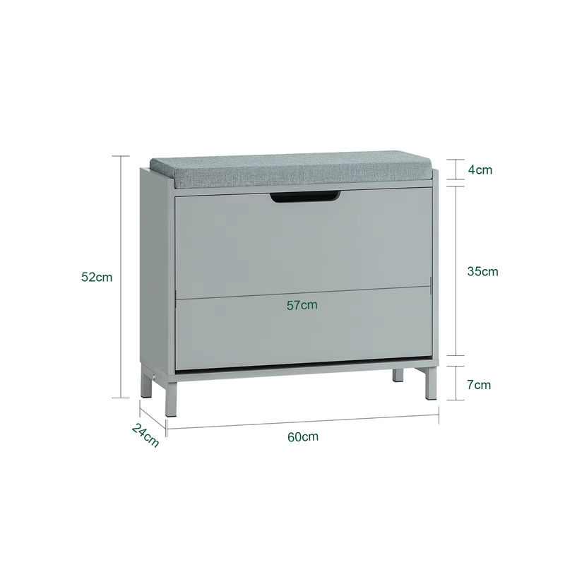 SoBuy Schuhbank FSR151-K Schuhschrank mit Sitzkissen und Klappe in Schwarz, belastbar bis 113 kg - Bild 3