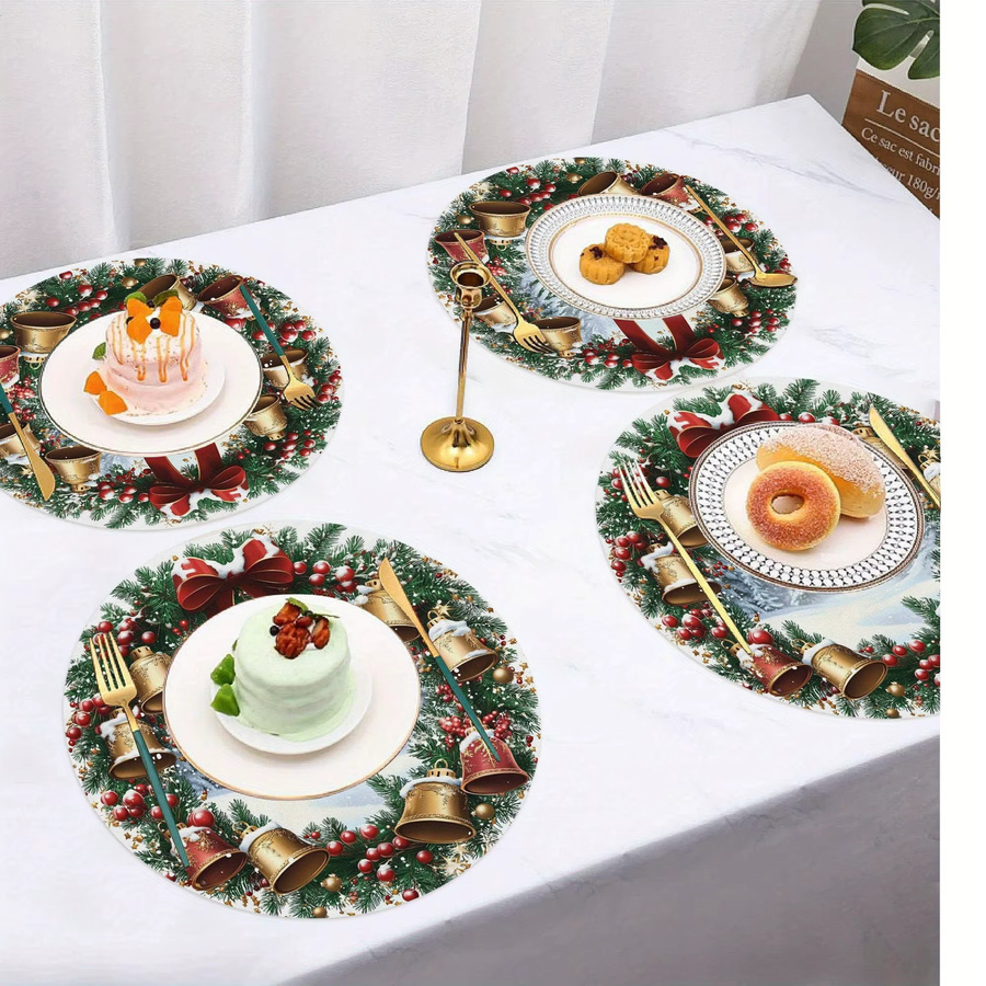 VIKAMA 4-teiliges Weihnachtskranz-Tischset für deine Weihnachtsdekoration - Bild 3
