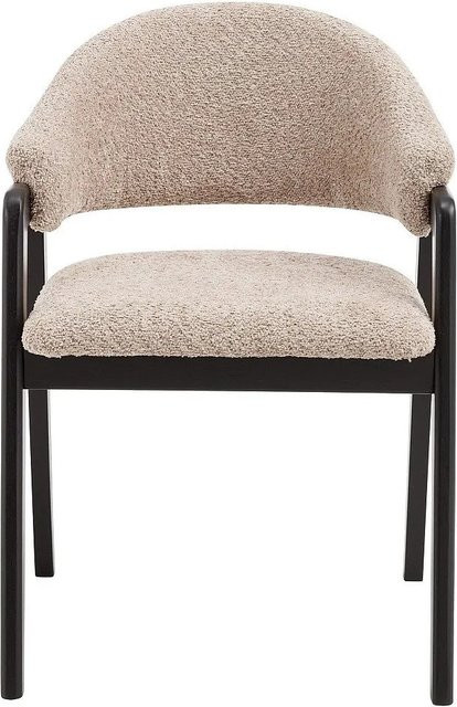 Vente-unique Soluna Stuhl aus Kautschukholz und Bouclé-Stoff in Taupe, Breite: 56 cm - Bild 1