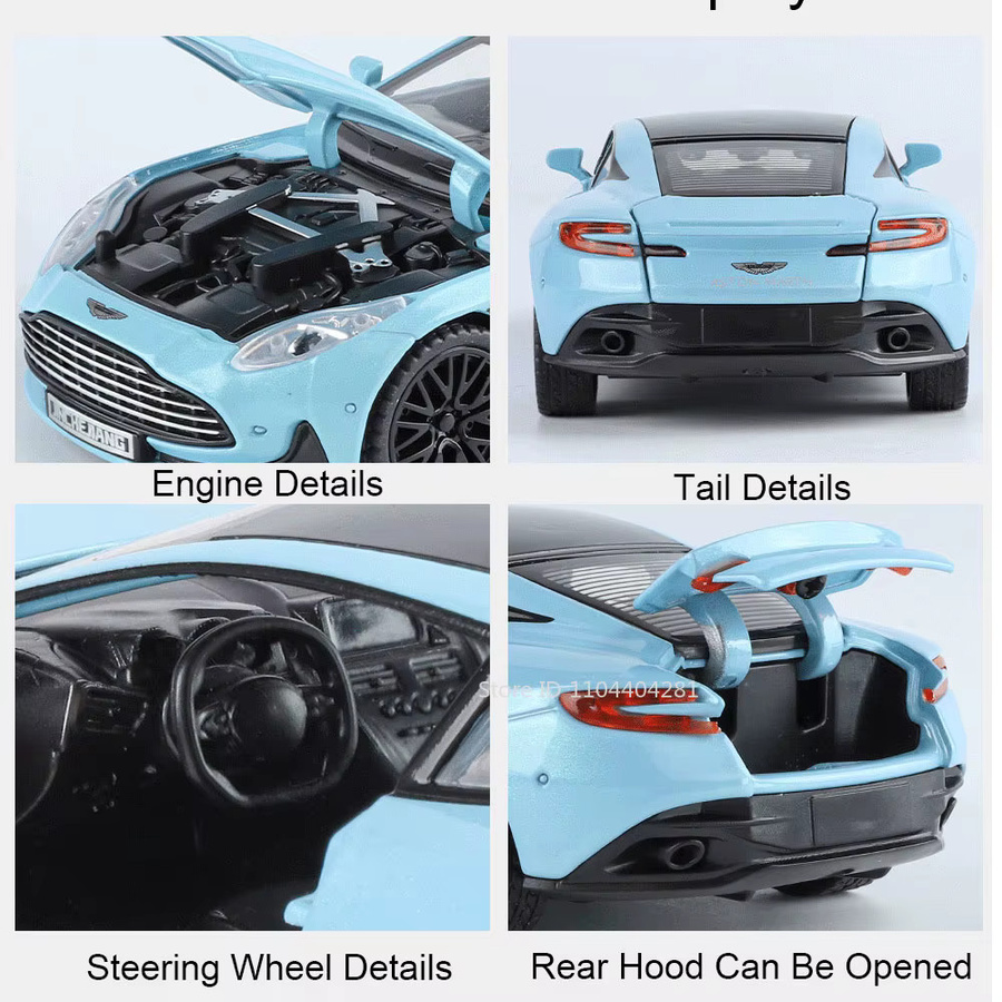 MAKEDA DB12 Vulcan Sportwagen Modell, 1:32, Metall, mit Licht und Sound - Bild 3