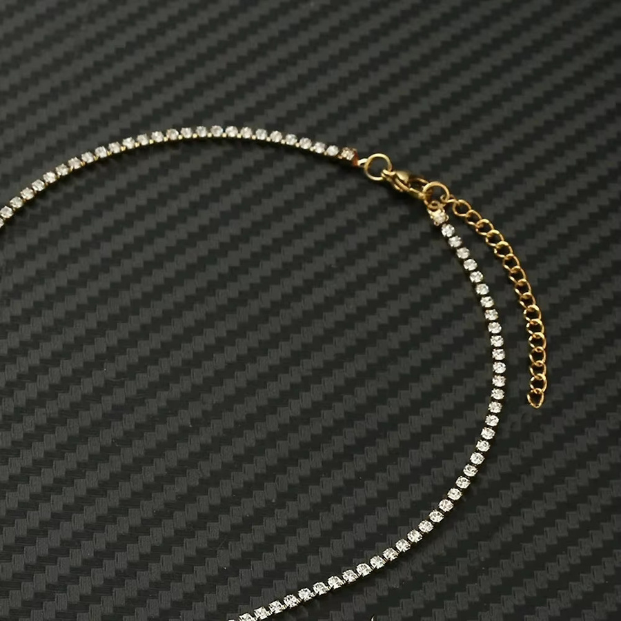 Halskette Tennis Kette Link Choker, Gold Farbe, Edelstahl, Damen - Bild 3