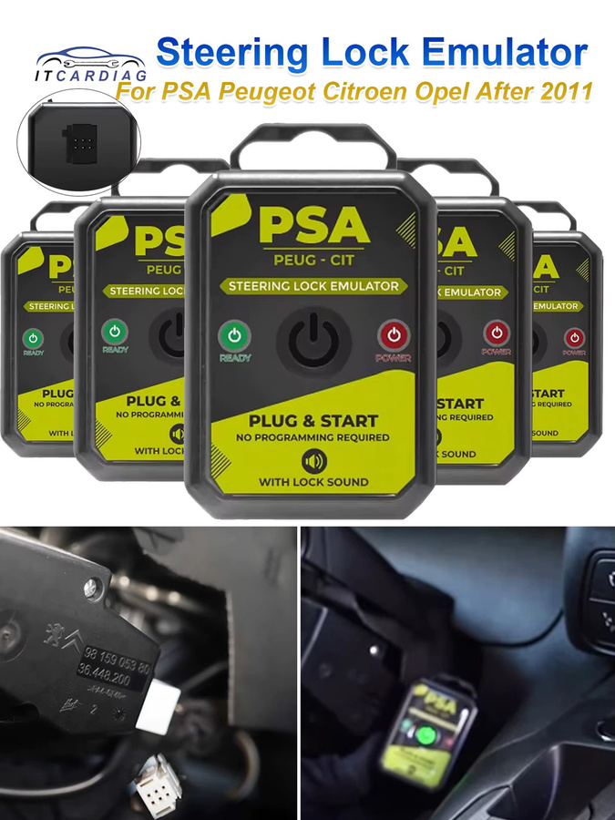 ITCARDIAG Lenkungsschloss-Emulator mit Schloss-Sound für PSA Peugeot Citroen Opel ab 2011, Schwarz, ohne Programmierung, 9815905380/36448900 - Bild 6
