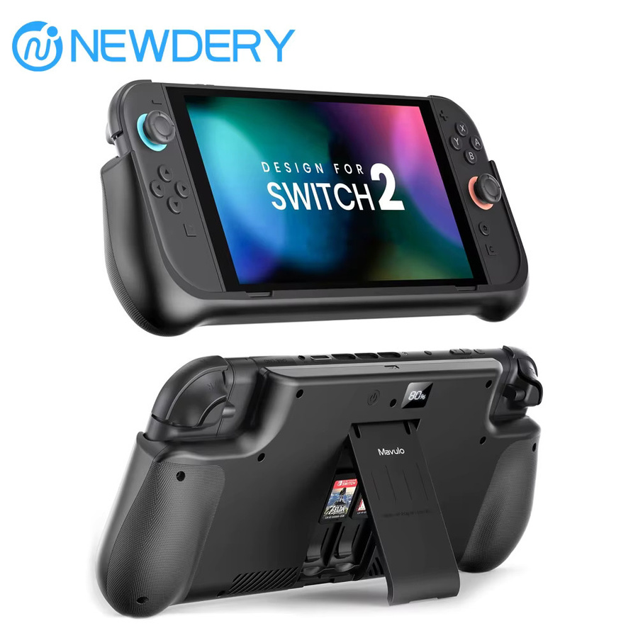 NEWDERY Akku für Nintendo Switch 2, externe Akkuladestation mit 10.000 mAh und verstellbarem Ständer, Schwarz - Bild 4
