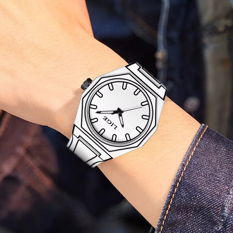 LIGE Armbanduhr Quarz, Silikon, Schwarz, Herren - Bild 6
