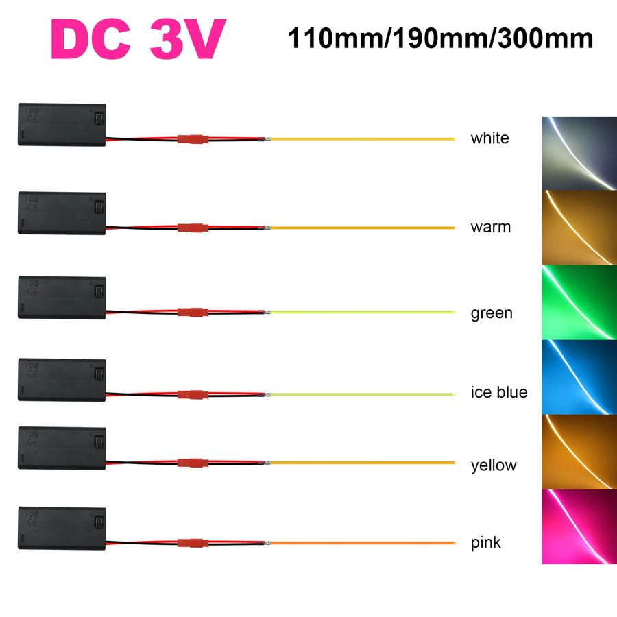 GAHADA RGB LED-Filament Neon Flex Set mit 2AA-Batteriekasten, biegsam 360 Grad, Schwarz, Länge: 110 mm bis 300 mm - Bild 3
