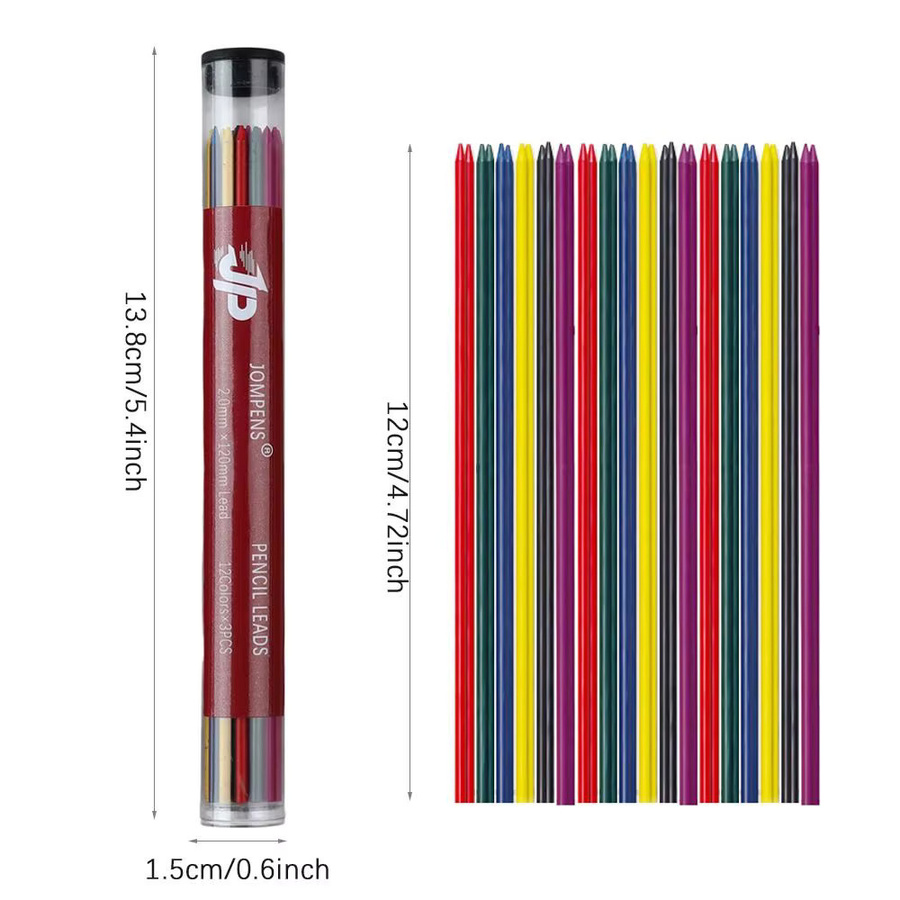 Bunte 2B Druckbleistift Minen Refills für Kunst und Skizzen in verschiedenen Stärken 0,5 mm bis 2,0 mm Multicolor - Bild 3