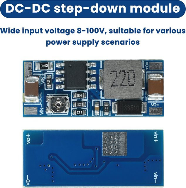 DC-DC-Abwärtswandlermodul in Blau, 2 A, 8–100 V Eingang auf 5–20 V Ausgang, einstellbares Netzteil mit 95 % Effizienz - Bild 1