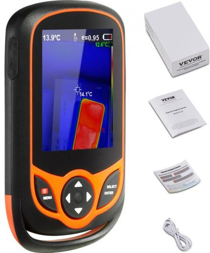 VEVOR Wärmebildkamera mit WiFi, 256 x 192 IR-Auflösung, 25Hz Bildwiederholrate, 3,2 Zoll Touchscreen und 0,3MP Visueller Kamera, Schwarz - Bild 1