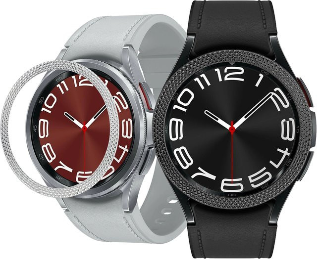 samusak Metalllünette für Samsung Galaxy Watch 6 Classic, Edelstahl, Silber - Bild 1