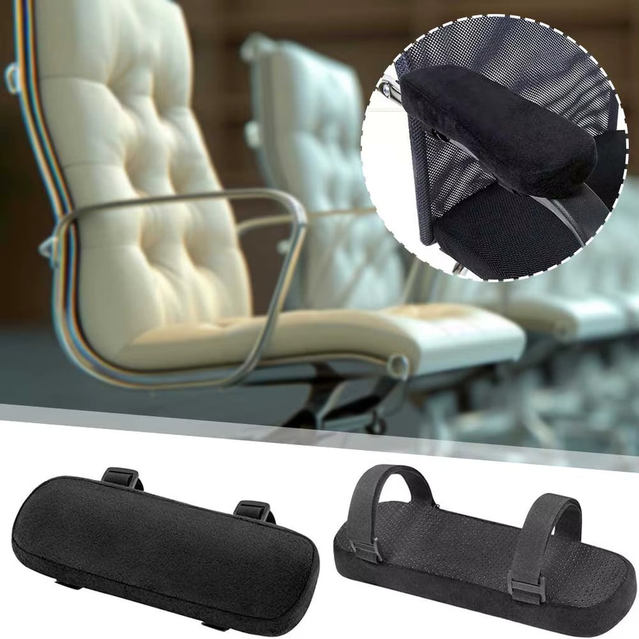 DOORSACCERY 2er-Set Stuhl-Armlehnenkissen aus Memory-Schaum in Schwarz, weiche Ellbogenpolster für Gaming- und Bürostühle, abnehmbarer und waschbarer Bezug - Bild 2