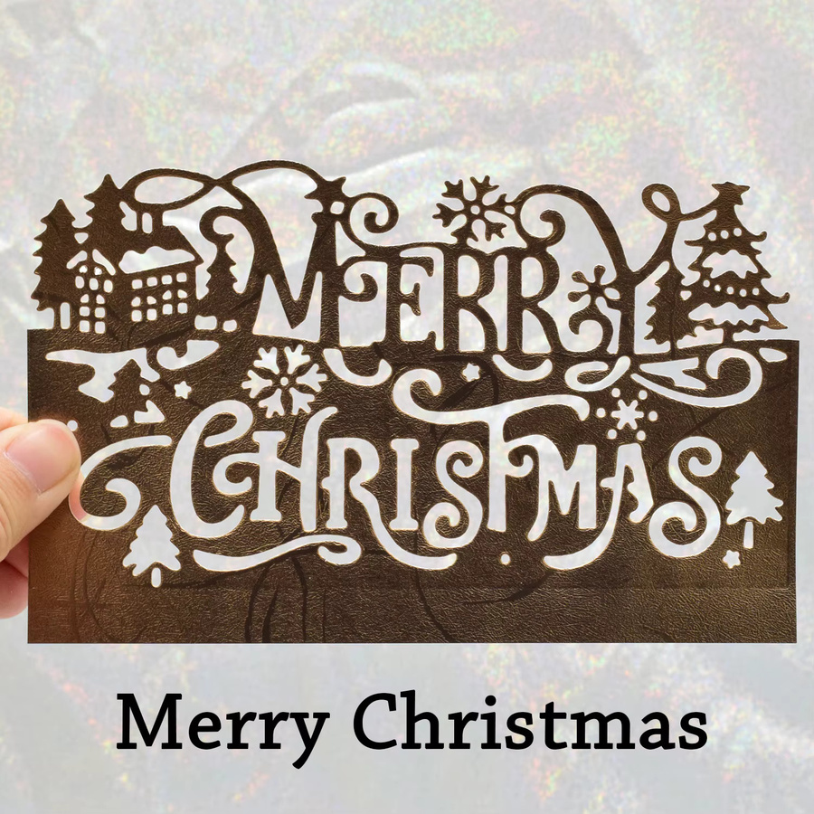 Metall-Schneidestempel Frohe Weihnachten in Silber für DIY Scrapbooking und Papierhandwerk - Bild 3