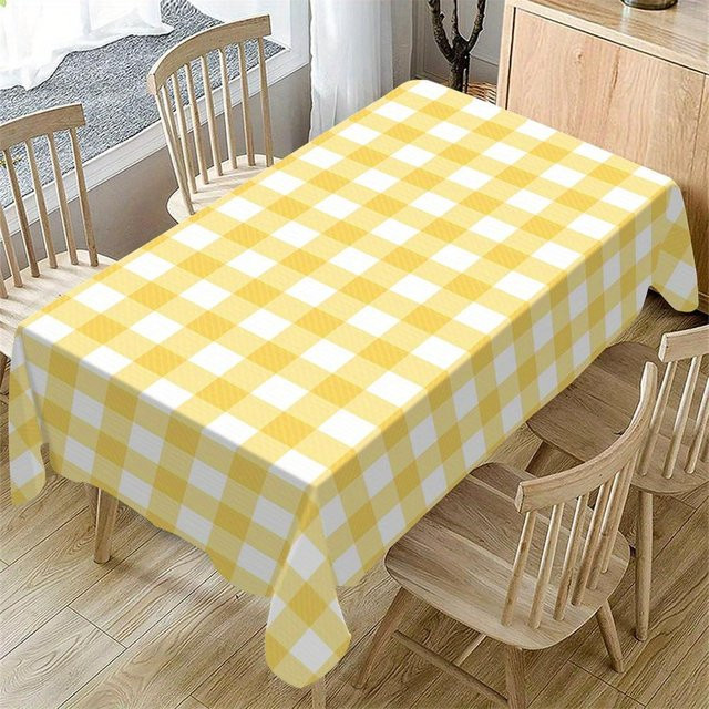 JMG Household Supplies Tischtuch kariert in Gelb-Weiß, rechteckig, wasserabweisend und waschbar, B/T: 100 x 160 cm - Bild 1