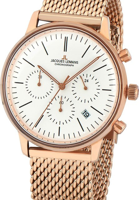 Jacques Lemans Chronograph, Quarz, Edelstahl, 40 mm, Leder, Unisex - Bild 1