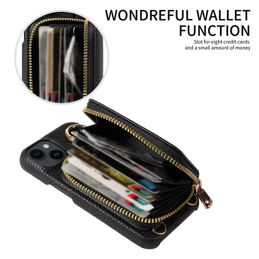 Samsung Wallet Handyhülle aus PU-Leder mit Kartensteckplätzen und Lanyard für Galaxy S25 S24 S23 S22 S21 S20 Ultra Plus FE in Schwarz und Beige - Bild 6