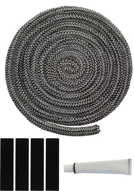 LEENKEA Glasfaser Dichtungsseil für Holzofen und Kamin, Grau, Durchmesser: 6 mm, 8 mm, 9 mm, 10 mm oder 12 mm - Bild 1