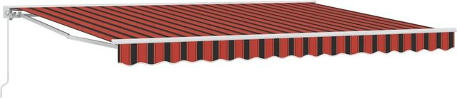 vidaXL Manuell Einziehbare Markise mit Kurbel, Orange, Schwarz und Rot, B: 400 cm, T: 350 cm - Bild 1