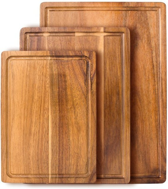 FEB.WIND Holz-Schneidebrett in Braun, doppelseitiges und reversibles Schneidebrett aus Holz für Fleisch, Gemüse und Obst, rechteckig - Bild 1