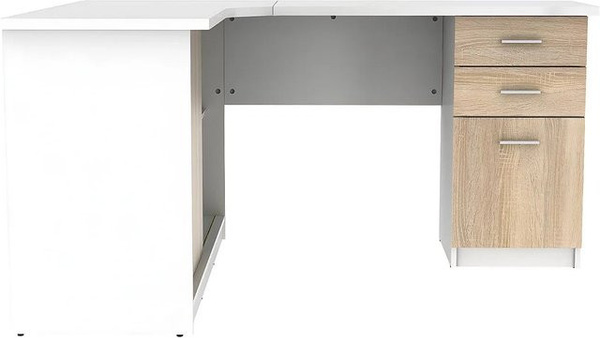 Eckschreibtisch Norwy von Vente-unique in Weiß und Naturfarben Eiche, Breite: 150 cm, Tiefe: 120 cm, Höhe: 75 cm
