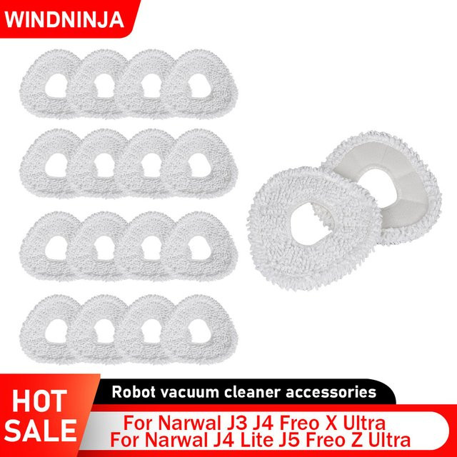 WINDNINJA Mopp-Tücher in Weiß für Narwal J3 J4 Freo X Ultra J4 Lite J5 Freo Z Ultra Roboter Staubsauger Ersatzteile und Zubehör - Bild 1