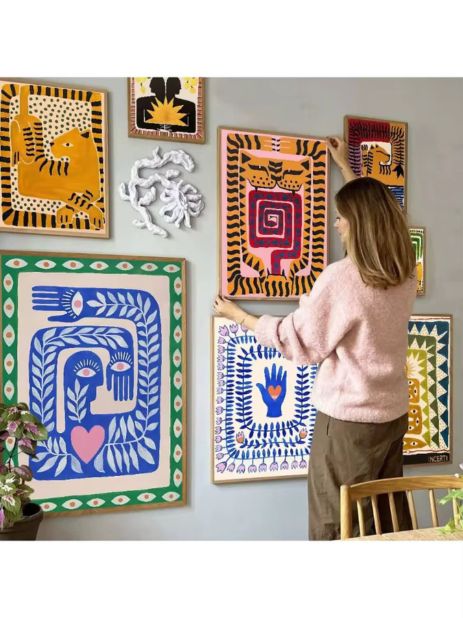 Potdemiel Vintage Poster Altes Ägypten Tiger Leopard Wandkunst in Mehrfarbig - Bild 3