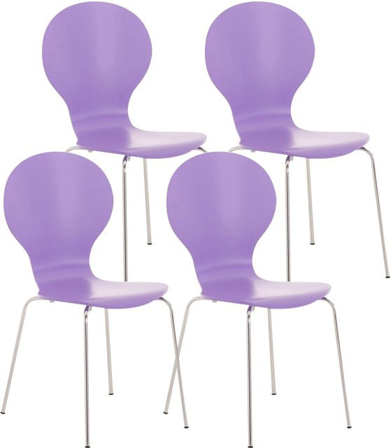 4er Set Besucherstühle DELUKE ATHENS Konferenzstuhl und Bürostuhl aus Holz in Lila, B/T/H: 43 x 45 x 86 cm - Bild 1