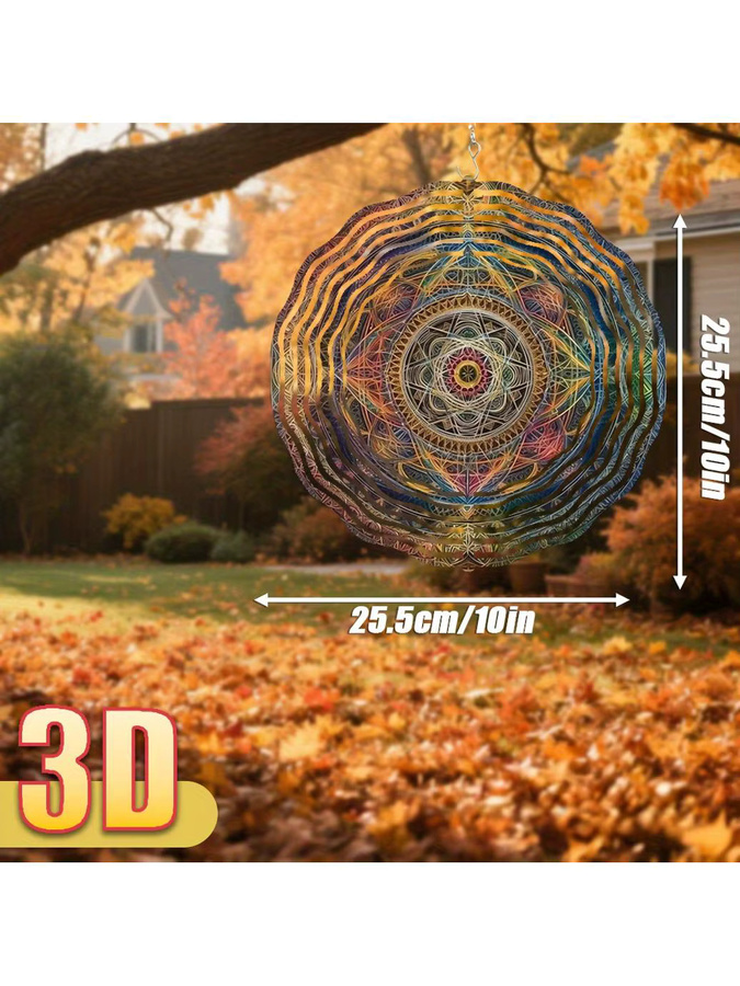CIFBUY 3D Geometrischer Metallspinner Multicolour als hängende Gartendekoration mit drehbarem Haken, Durchmesser: 25,5 cm - Bild 7