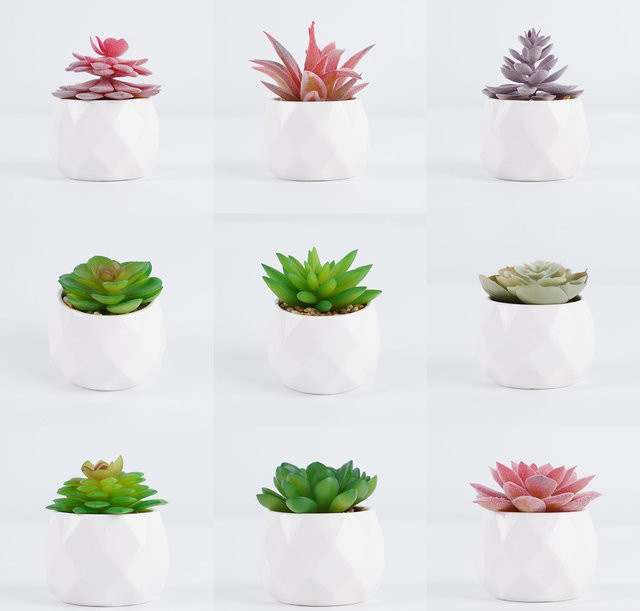 Uflower Künstliche Sukkulente Mini Bonsai aus Kunststoff als Dekoration für drinnen und draußen - Bild 1