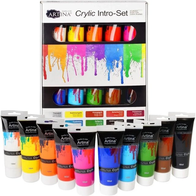 Artina Acrylfarbe Set Multicolor, 10-teilig, 120 ml pro Flasche - Bild 1