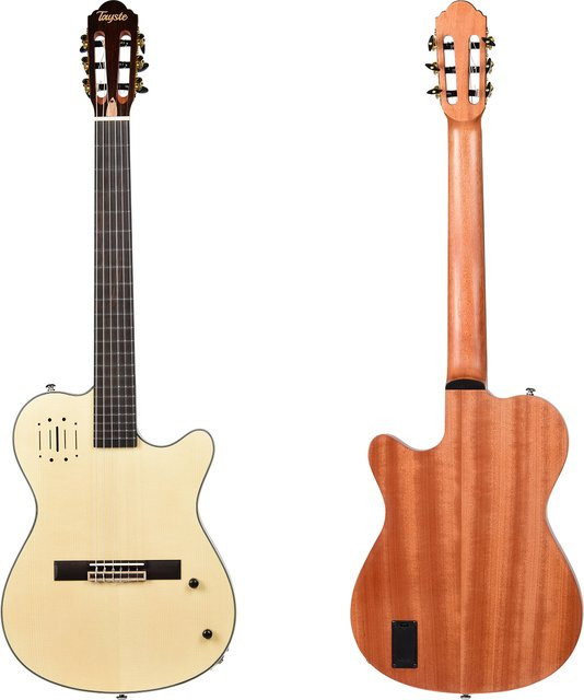 YOUYAN Silent-E-Gitarre 39 Zoll in Schwarz mit Fichtendecke und Palisander Korpus sowie Front-Tonabnehmer - Bild 1