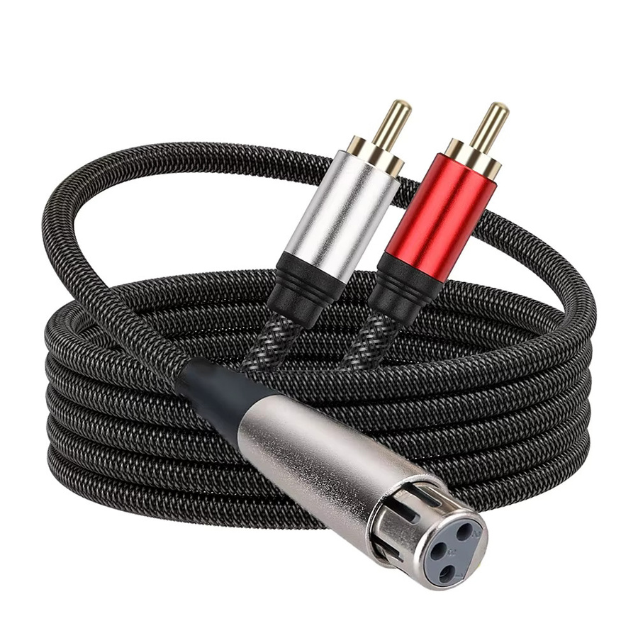 Alloet Stereo Audio Interconnect Kabel XLR auf Dual RCA Adapter in Schwarz - Bild 2