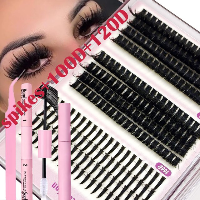 AMSDCN Wimpernverlängerungsset D Curl Spikes, 12 Reihen, Schwarz, Unisex - Bild 1