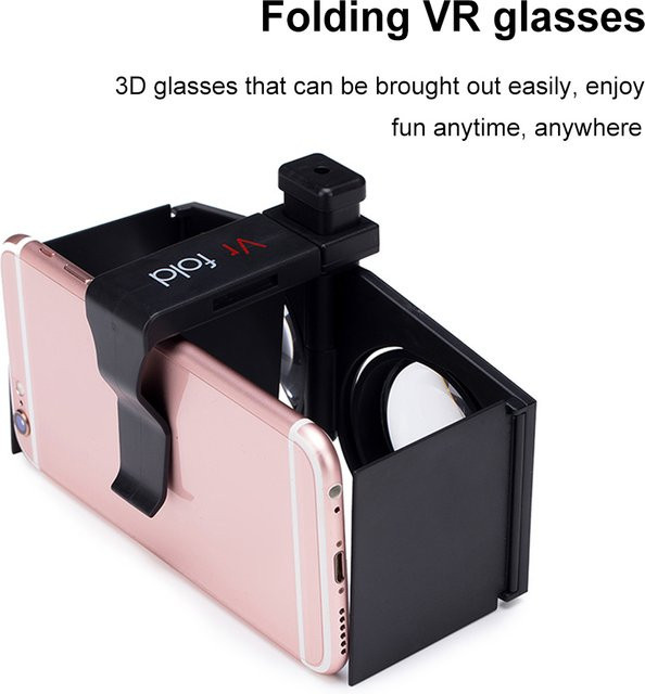 APWIKOGER Tragbare faltbare 3D-VR-Brille aus Kunststoff in Schwarz für Android und iOS - Bild 1