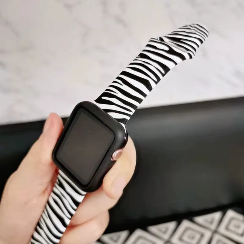 VATMENS Uhrenarmband Silikon, Zebra-Print, Schwarz, Unisex - Bild 3