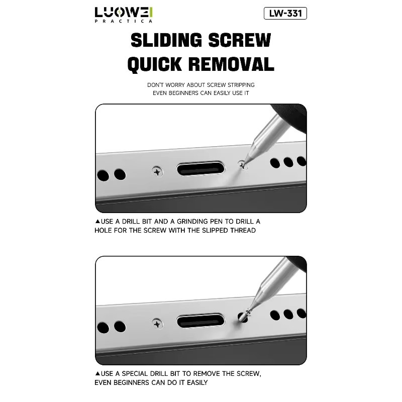 LUOWEI LW-331 Telefon-Reparatur Set Schraubenausdreher aus Legierung in Silber, 2,35 mm Extraktionswerkzeug für Schiebebohrer - Bild 2