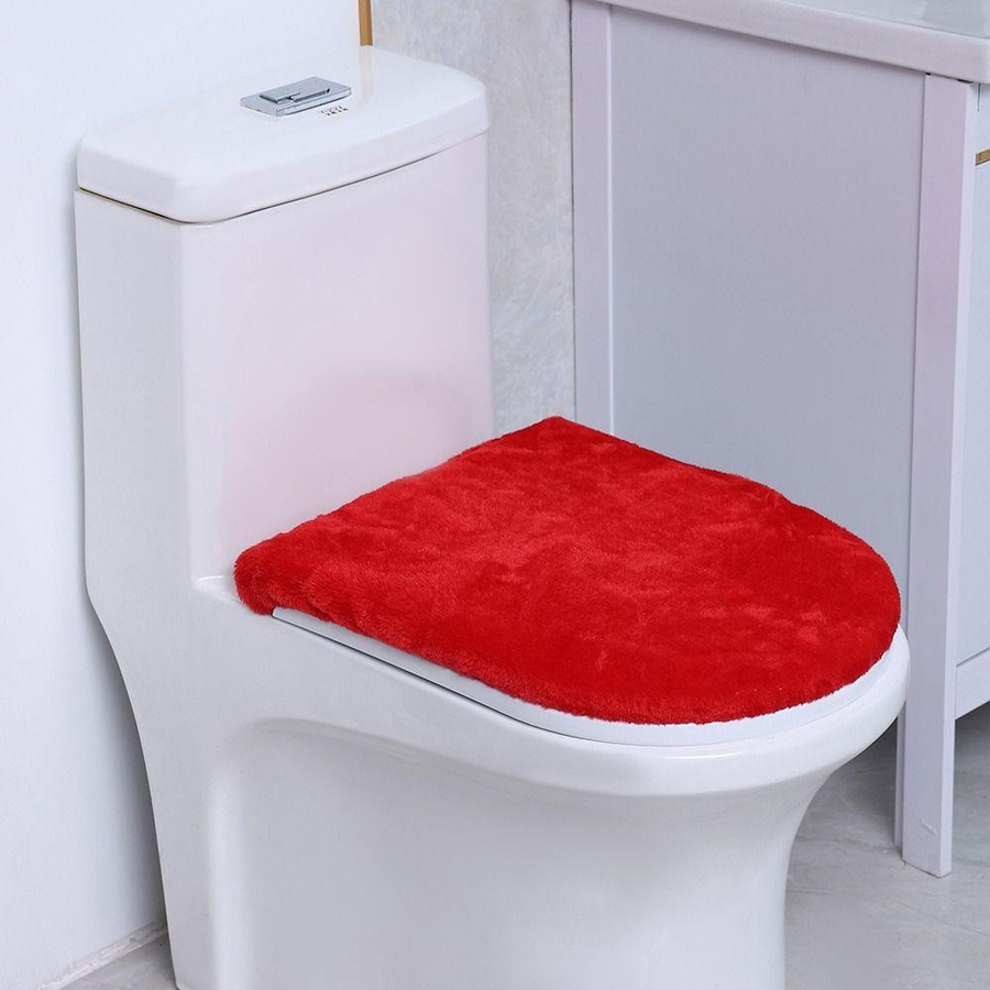 Waschbarer Toilettendeckelbezug aus Samt in Dunkelgrau, dehnbarer Toilettensitzbezug zur Staubabdeckung - Bild 3